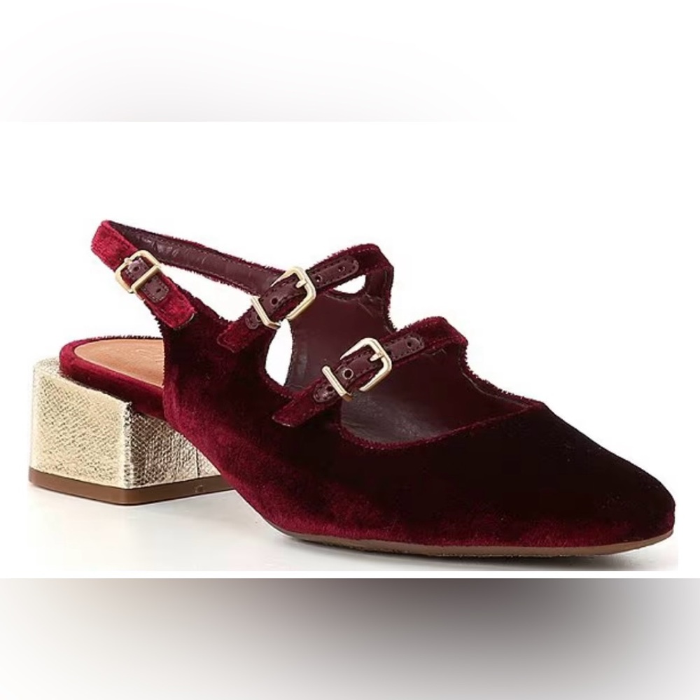 Mary Jane velvet burgundy Block Heel Slingbacks 8 |cottagecore fall Balletcore